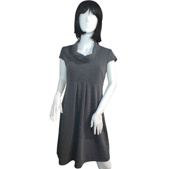 Spense Womens Cap Sleeve Cowl Neck Ribbed Knit Sweater Dress Gray Size 6 - Picture 1 of 16